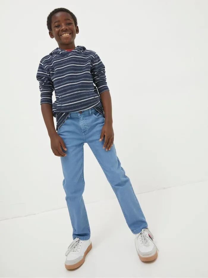 Kids Trousers Jeans and Joggers Fat Face Falmer Blue 5 Pocket Trousers