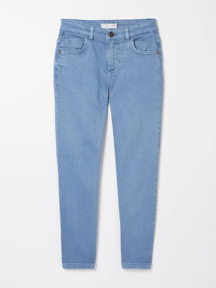 Kids Trousers Jeans and Joggers Fat Face Falmer Blue 5 Pocket Trousers