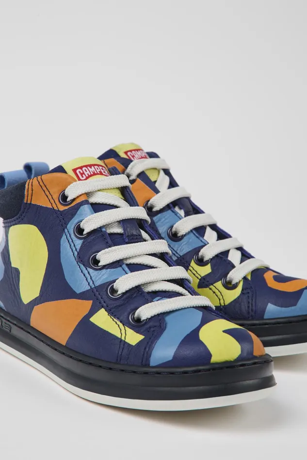 Kids Twins Multicolored Leather And Textile Boots Camper Boots