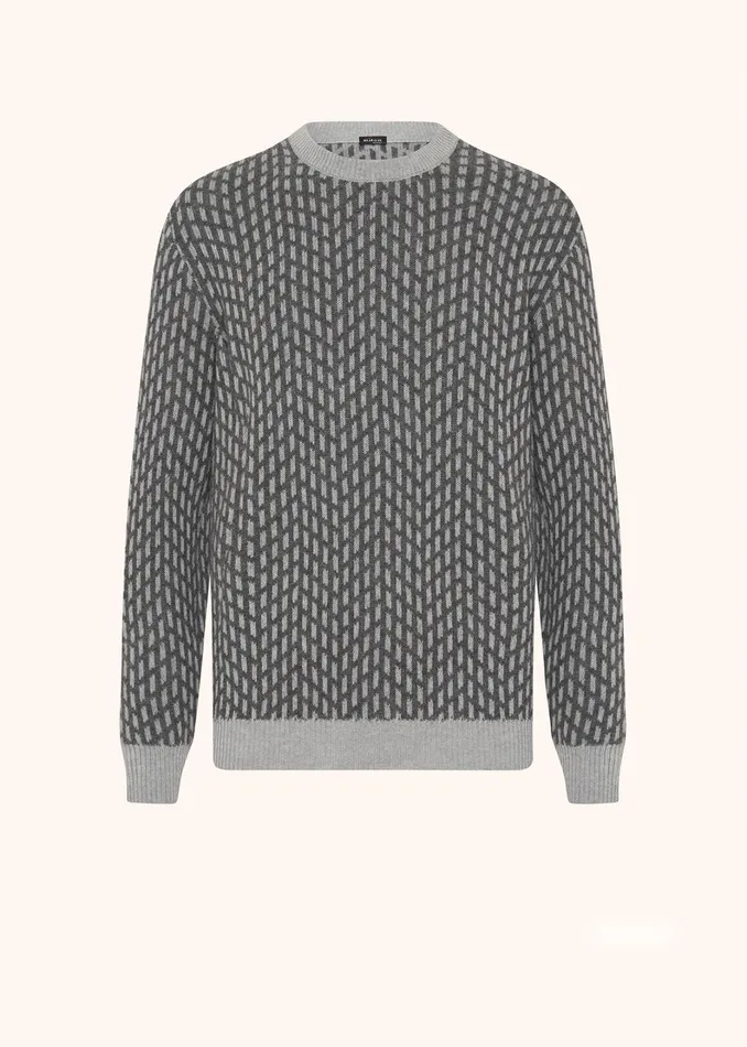 Kiton Knitwear CASHMERE JUMPER WITH JACQUARD PATTERN 8211 Men