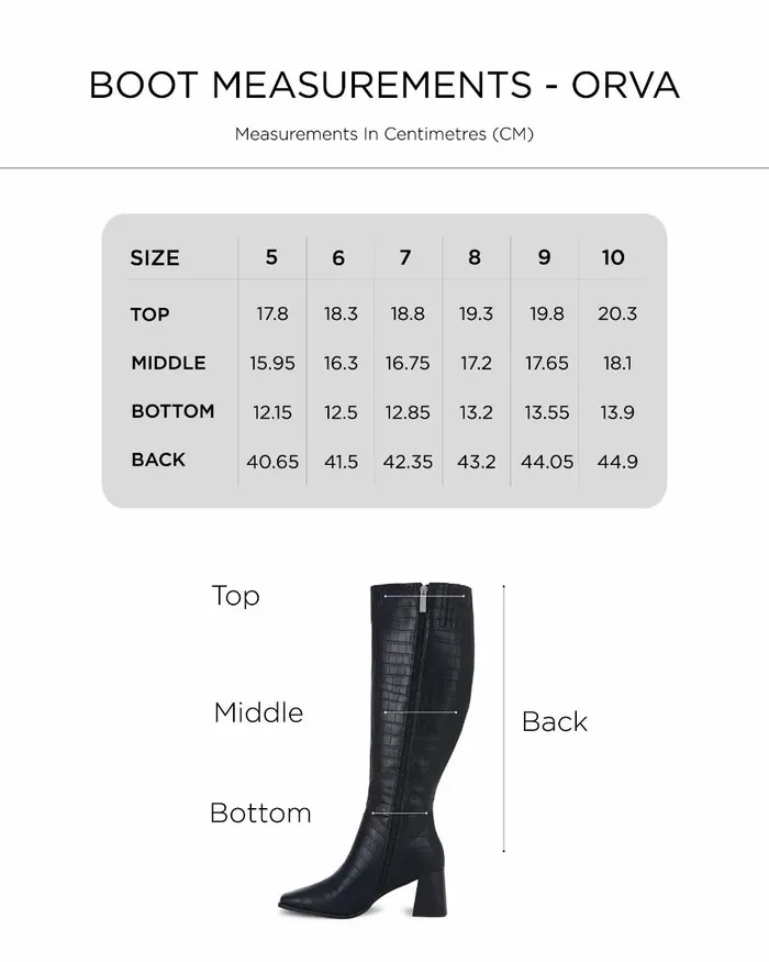 Knee High Boots ORVA Black Croc 8211 NOVO Shoes Women