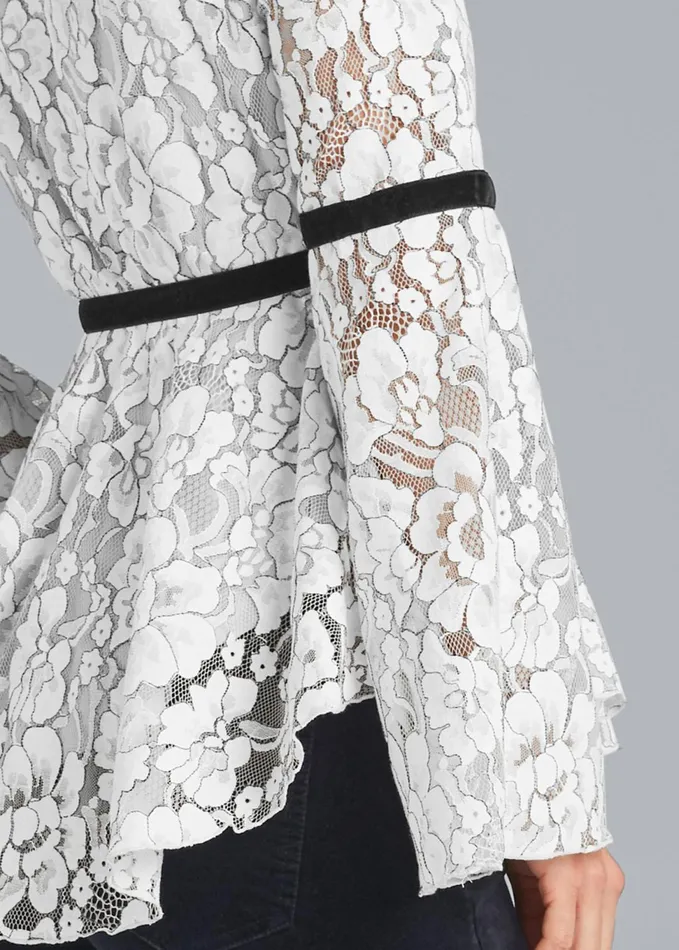 LACE BELL SLEEVE TOP Off White Multi Women VENUS Night Out Tops