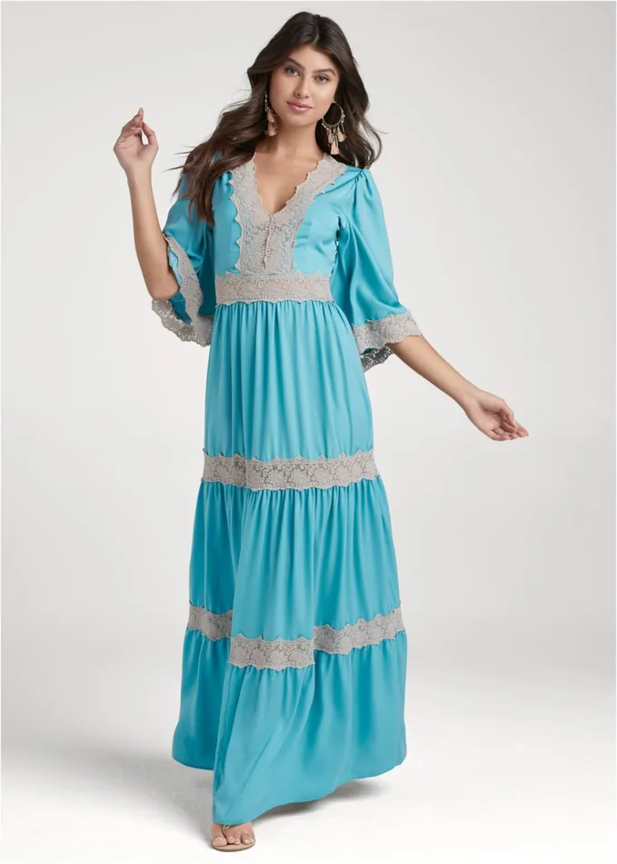 LACE DETAIL MAXI DRESS Aqua Multi Women VENUS Maxi Dresses