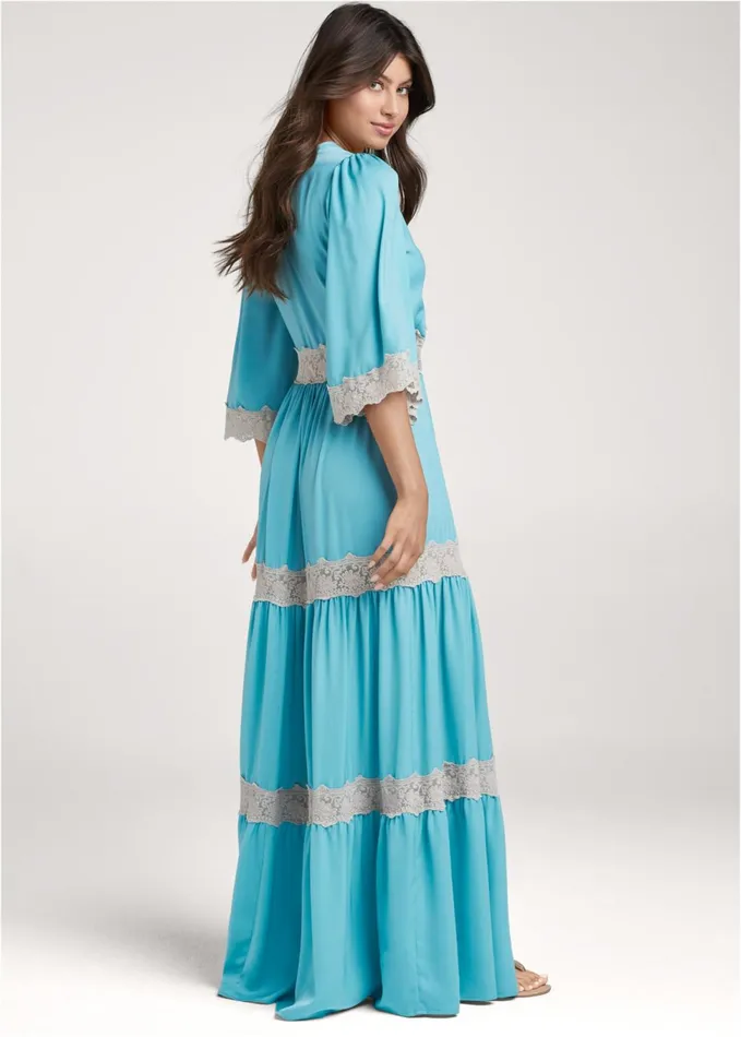 LACE DETAIL MAXI DRESS Aqua Multi Women VENUS Maxi Dresses