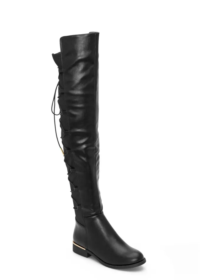 LaceUp Back Detail Boots Black Women VENUS Boots and Booties