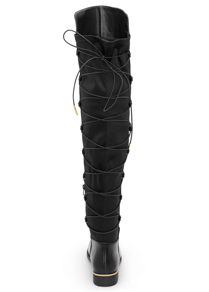 LaceUp Back Detail Boots Black Women VENUS Boots and Booties