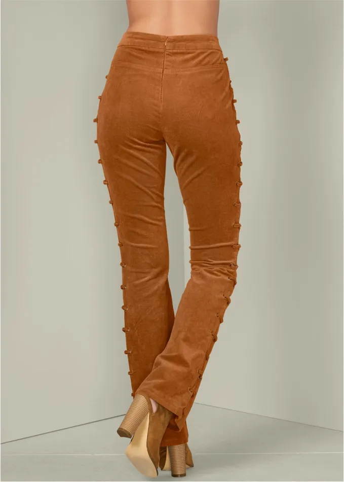 LaceUp Corduroy Pants Camel Women VENUS Casual