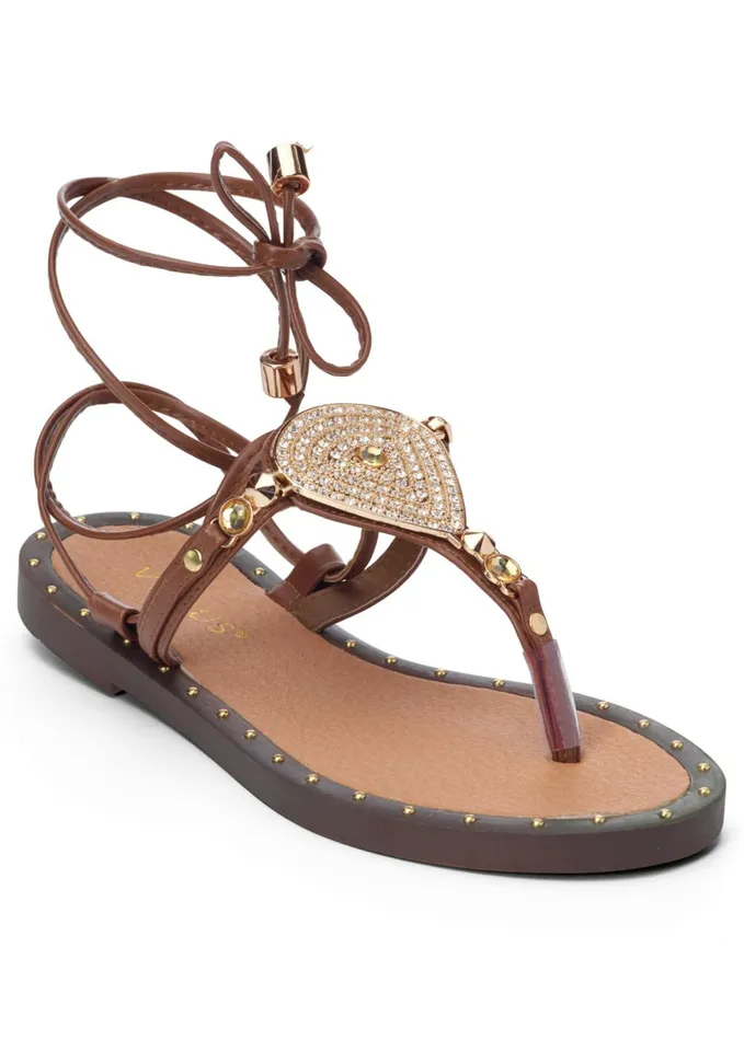 LACE UP GLADIATOR SANDALS Cognac Women VENUS Casual