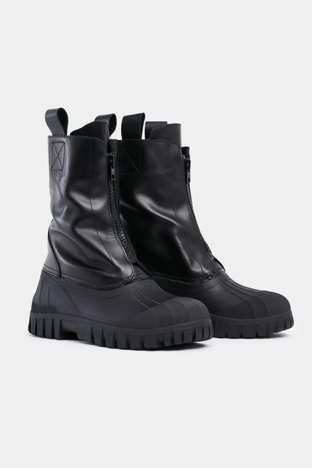 Leather Boots Women Stutterheim Patrol Zip Boot Leather Black