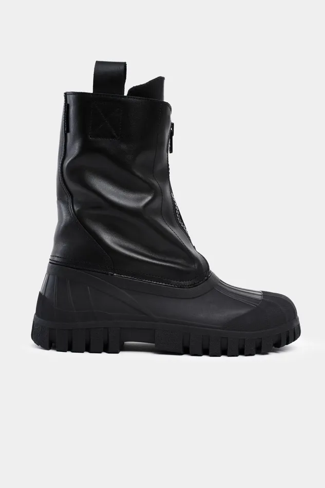 Leather Boots Women Stutterheim Patrol Zip Boot Leather Black