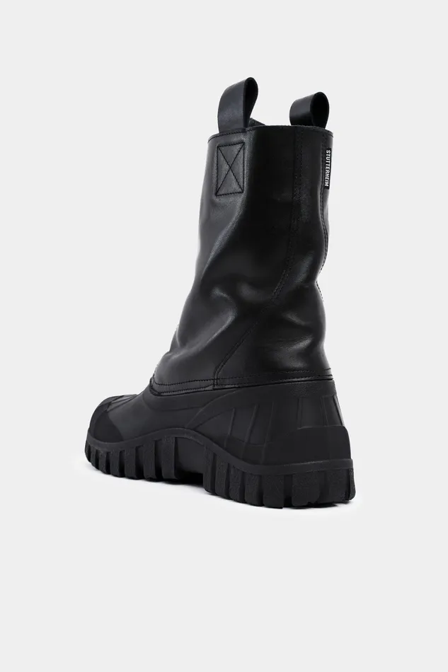 Leather Boots Women Stutterheim Patrol Zip Boot Leather Black