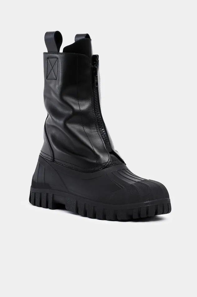 Leather Boots Women Stutterheim Patrol Zip Boot Leather Black