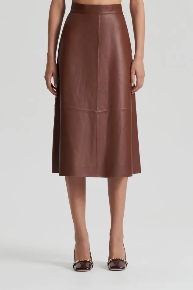 Leather Women Scanlan Theodore LEATHER LONG SKIRT Tan Leather Women Scanlan Theodore LEATHER LONG SKIRT Tan
