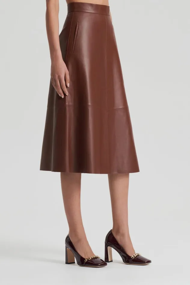 Leather Women Scanlan Theodore LEATHER LONG SKIRT Tan Leather Women Scanlan Theodore LEATHER LONG SKIRT Tan