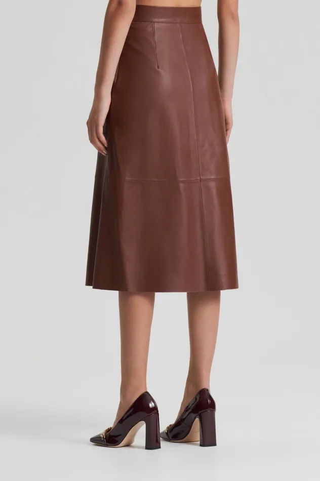 Leather Women Scanlan Theodore LEATHER LONG SKIRT Tan Leather Women Scanlan Theodore LEATHER LONG SKIRT Tan