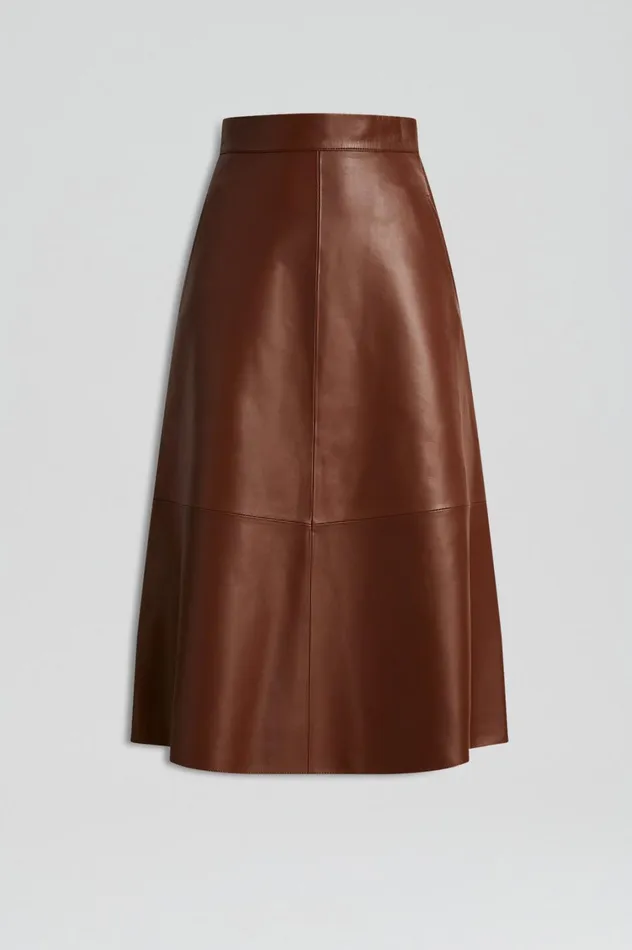 Leather Women Scanlan Theodore LEATHER LONG SKIRT Tan Leather Women Scanlan Theodore LEATHER LONG SKIRT Tan