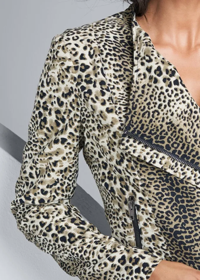 LEOPARD PRINT MOTO JACKET Brown Multi Women VENUS Jackets