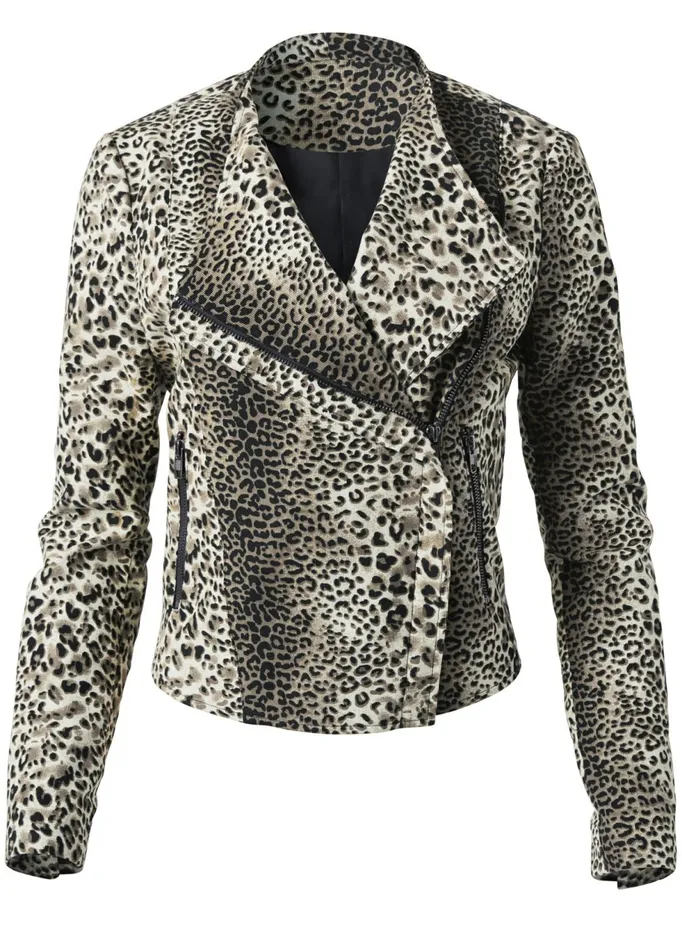 LEOPARD PRINT MOTO JACKET Brown Multi Women VENUS Jackets
