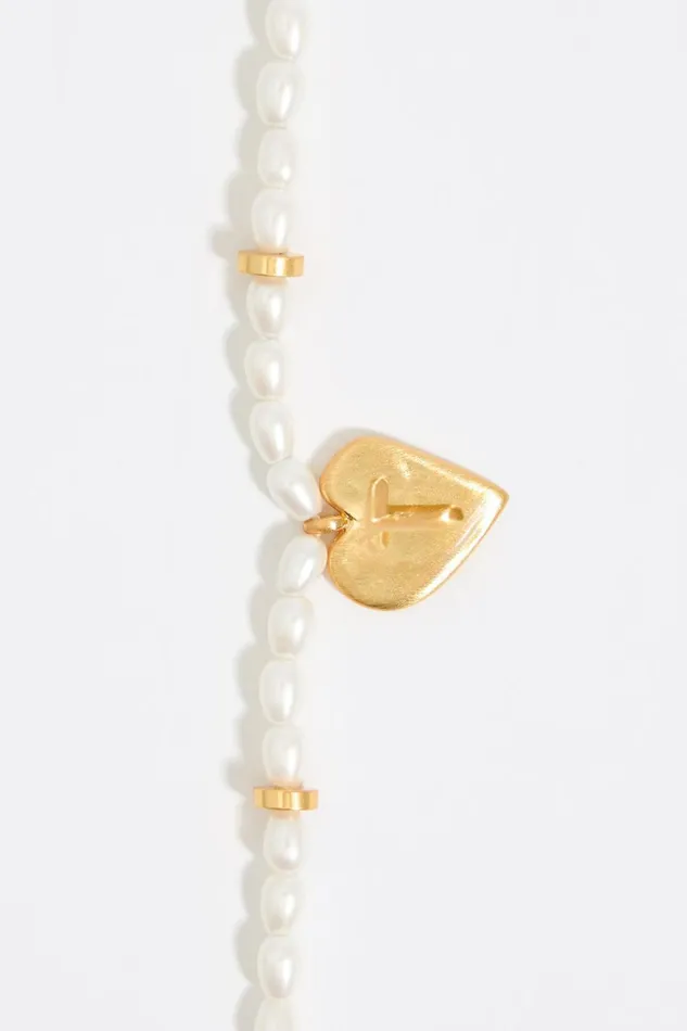 Letter T Heart And Pearl Necklace Gold Women Bimba Y Lola Alphabet Letter T Heart And Pearl Necklace Gold Women Bimba Y Lola Alphabet