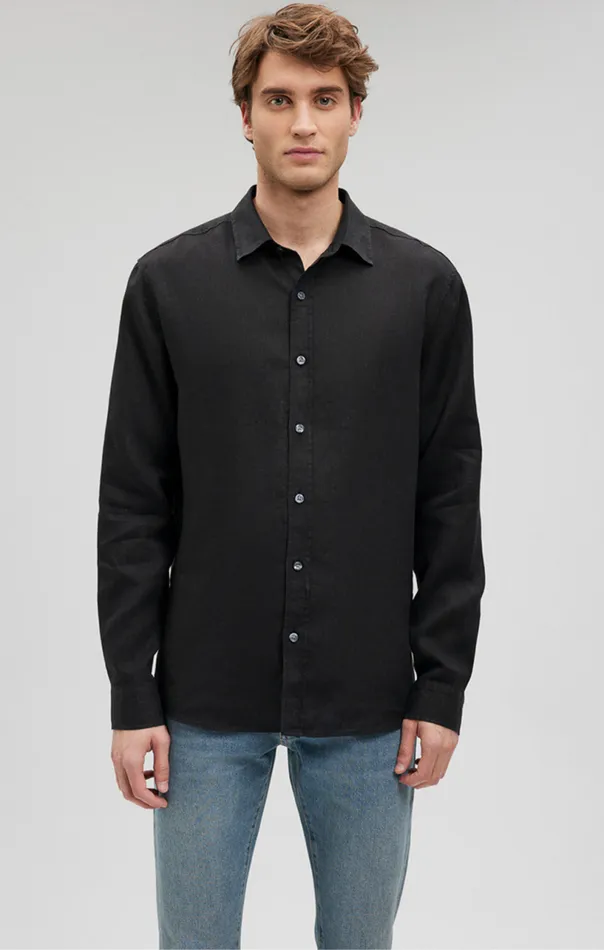 Linen ButtonUp Shirt In Black Men Mavi Jeans TShirts Linen ButtonUp Shirt In Black Men Mavi Jeans TShirts