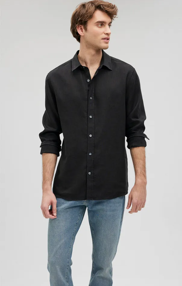 Linen ButtonUp Shirt In Black Men Mavi Jeans TShirts Linen ButtonUp Shirt In Black Men Mavi Jeans TShirts