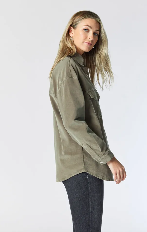 Livia Oversized Denim Shirt In Aloe Cord Women Mavi Jeans Jackets