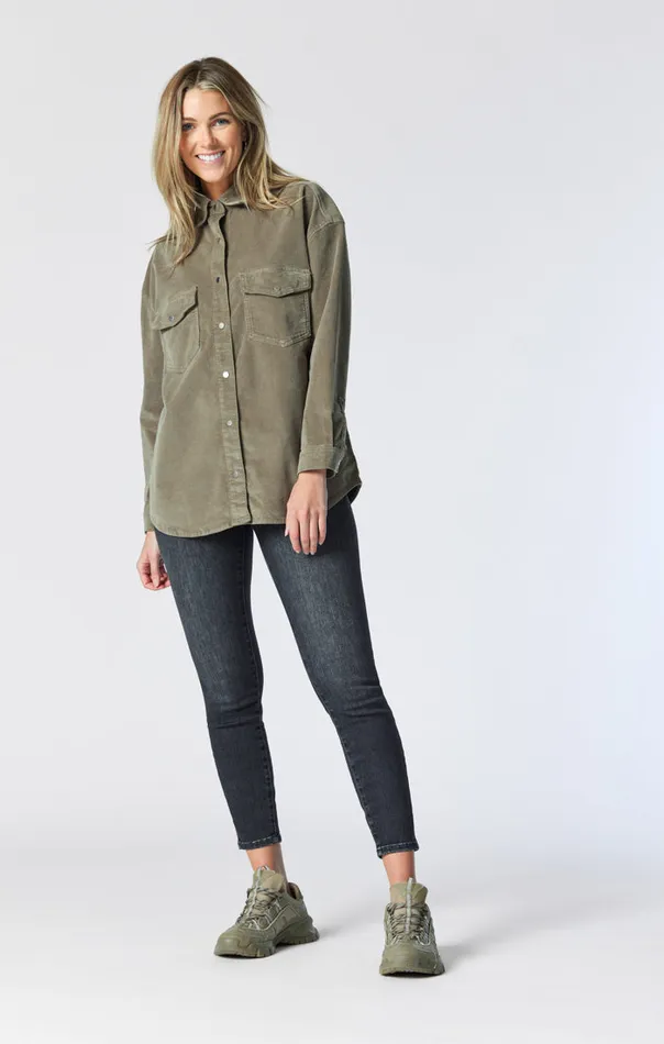 Livia Oversized Denim Shirt In Aloe Cord Women Mavi Jeans Jackets