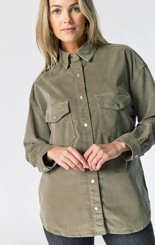 Livia Oversized Denim Shirt In Aloe Cord Women Mavi Jeans Jackets