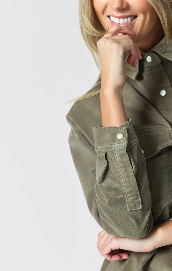 Livia Oversized Denim Shirt In Aloe Cord Women Mavi Jeans Jackets