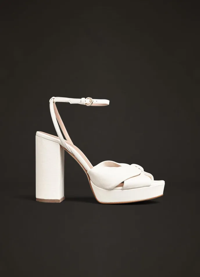 LK Bennett Amanda Cream Leather Platform Sandals Women Sandals