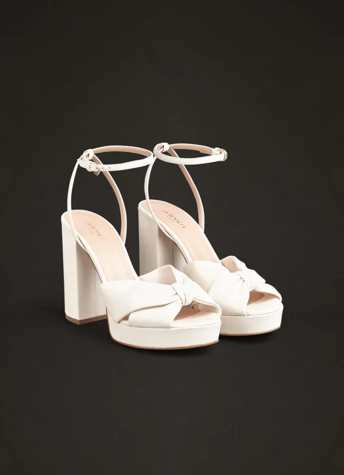 LK Bennett Amanda Cream Leather Platform Sandals Women Sandals