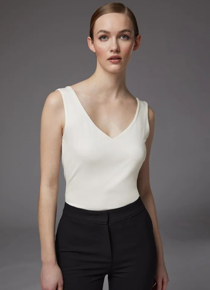 LK Bennett Athena Black Lenzing Ecovero Viscose Vest Top Women Tops
