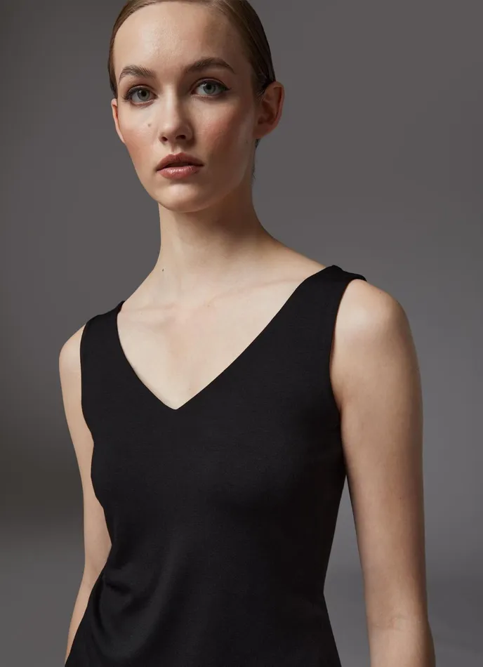 LK Bennett Athena Black Lenzing Ecovero Viscose Vest Top Women Tops