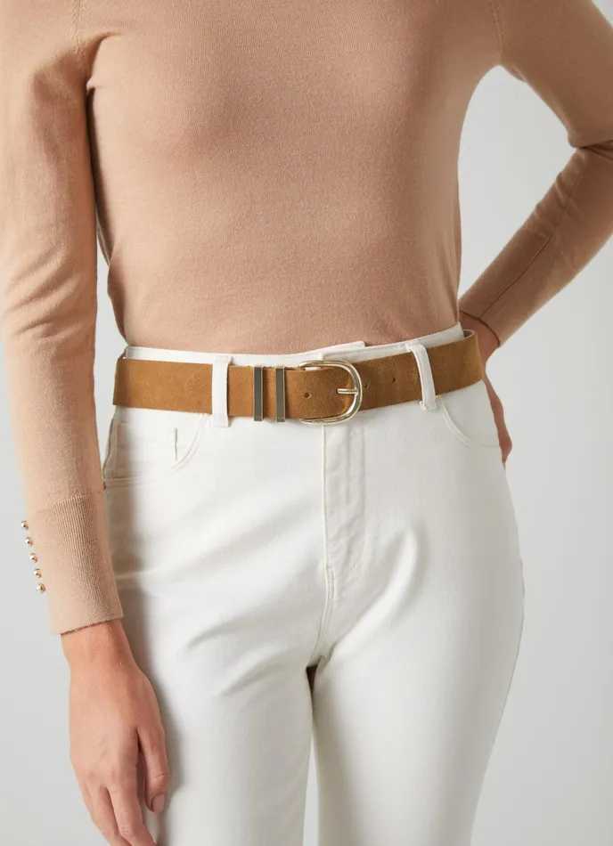 LK Bennett Carley Nutmeg Suede Metal Loop Belt Women Belts