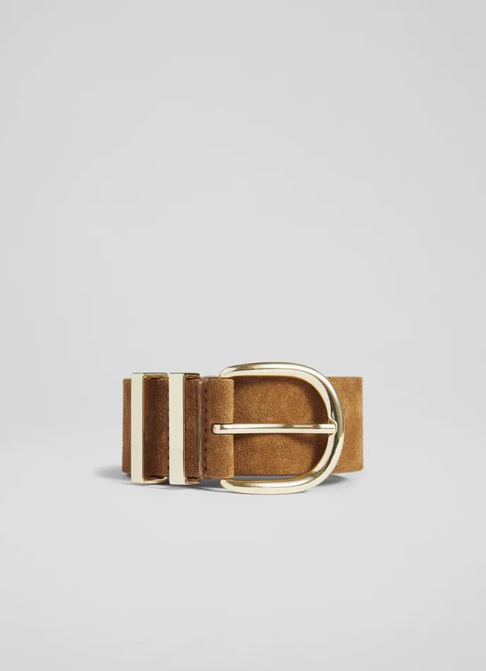 LK Bennett Carley Nutmeg Suede Metal Loop Belt Women Belts