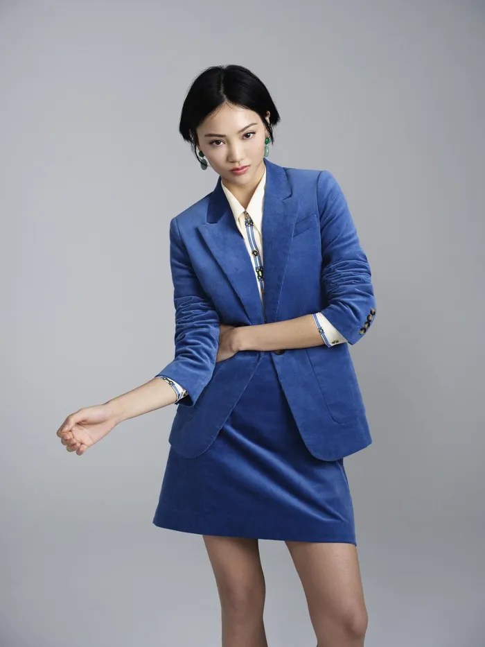 LK Bennett Deborah Blue Cotton Cord Jacket Women Coats and Jackets