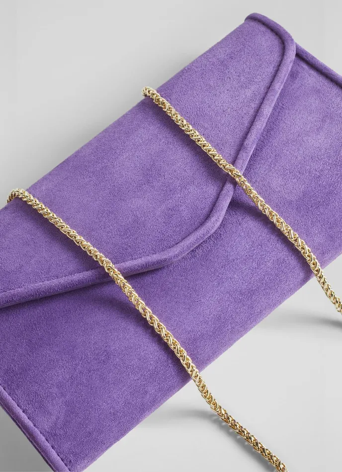 LK Bennett Dominica Pale Blue Suede Clutch Bag Women Clutch Bags
