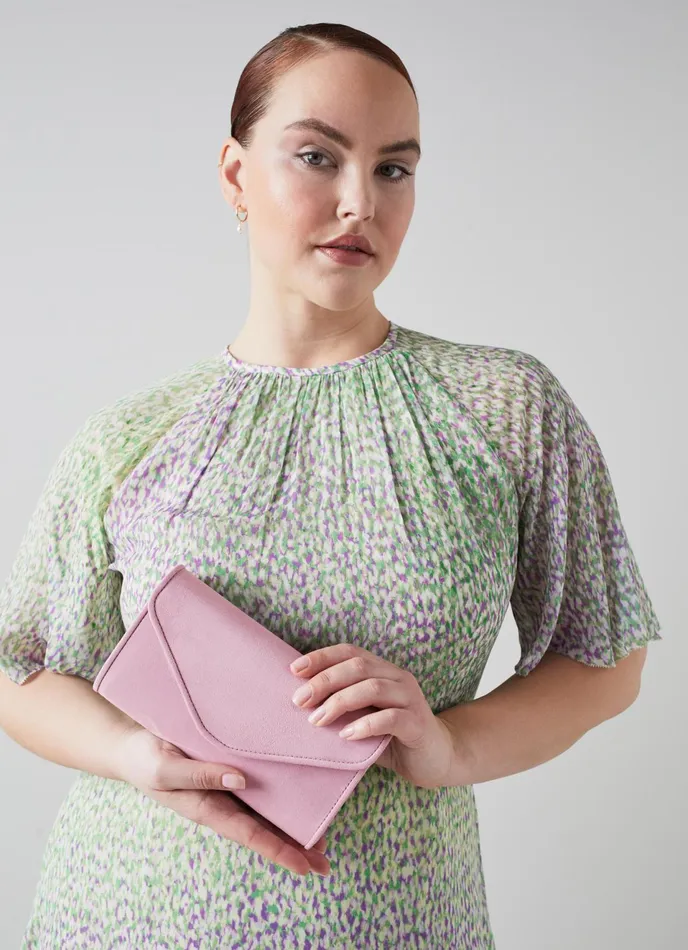 LK Bennett Dominica Pale Blue Suede Clutch Bag Women Clutch Bags