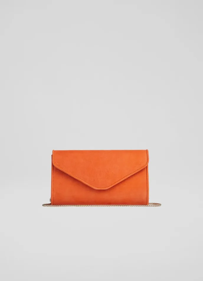 LK Bennett Dominica Pale Blue Suede Clutch Bag Women Clutch Bags