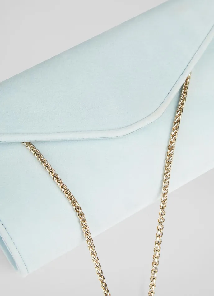 LK Bennett Dominica Pale Blue Suede Clutch Bag Women Clutch Bags