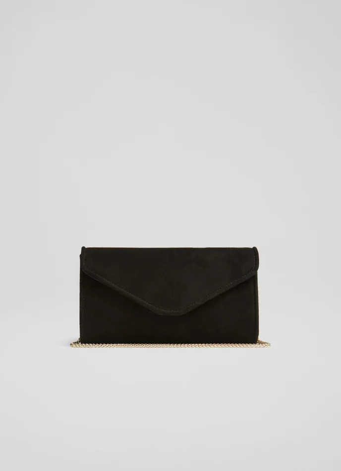 LK Bennett Dominica Pale Blue Suede Clutch Bag Women Clutch Bags
