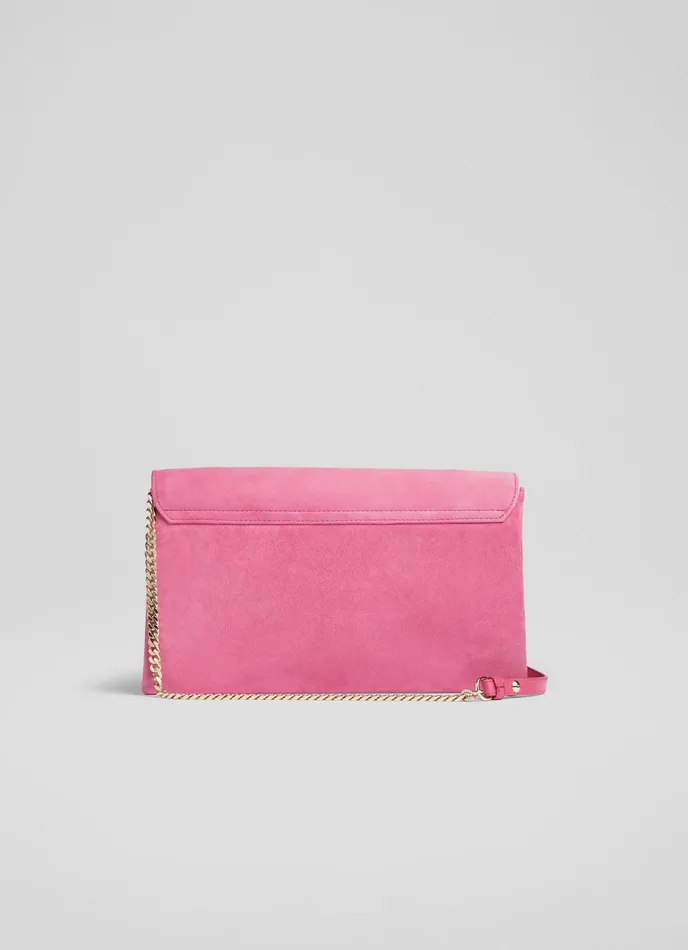 LK Bennett Dora Pink Suede Envelope Clutch Women Clutch Bags
