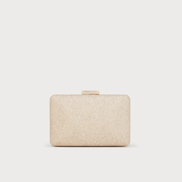 LK Bennett Dotty Champagne Glitter Box Clutch Women Clutch Bags