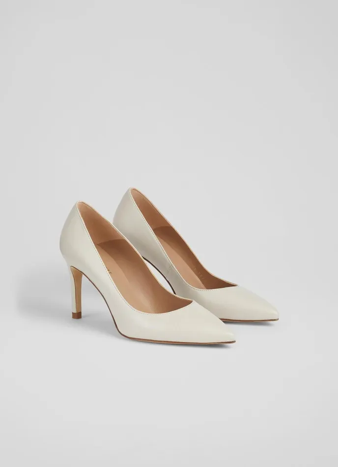 LK Bennett Floret Wine Leather Pointed Toe Courts Women Court Shoes