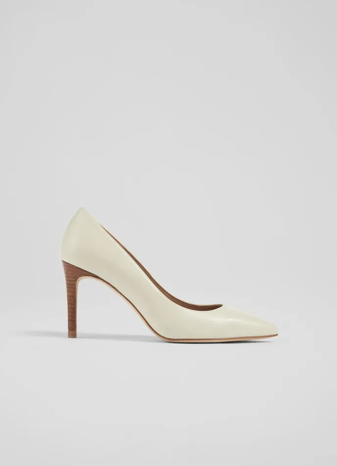 LK Bennett Floret Wine Leather Pointed Toe Courts Women Court Shoes