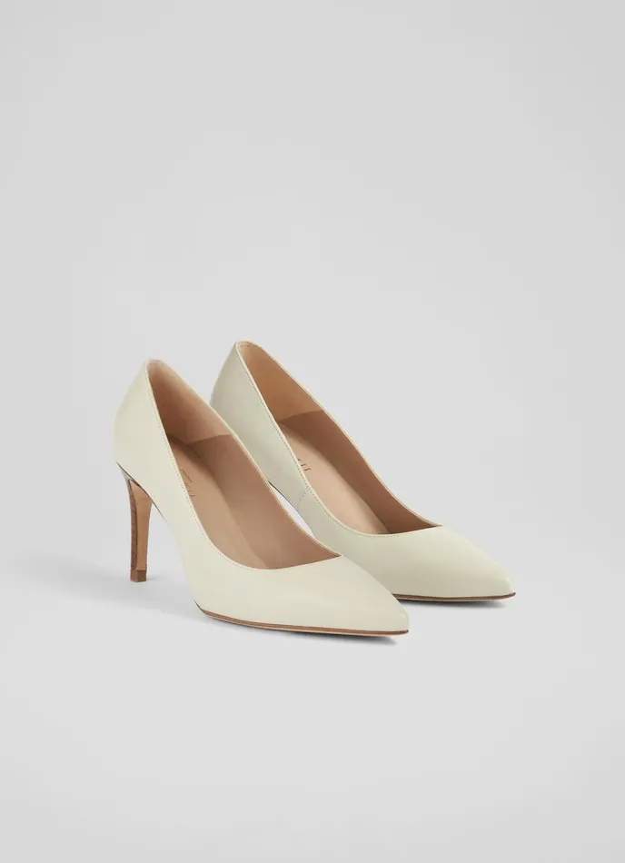 LK Bennett Floret Wine Leather Pointed Toe Courts Women Court Shoes