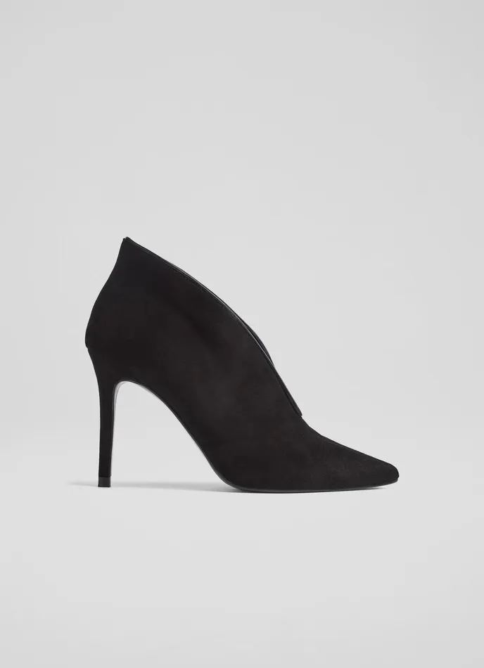 LK Bennett Kyra Black Suede VFront Shoe Boots Women Court Shoes