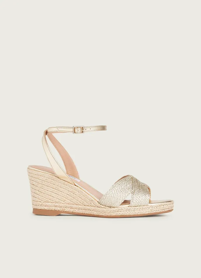 LK Bennett Santana Gold Rope Wedges Women Sandals
