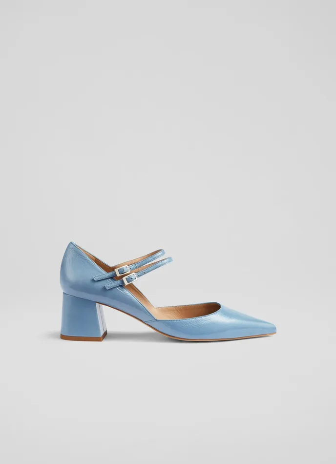 LK Bennett Savannah Blue Patent Mary Janes Women Court Shoes