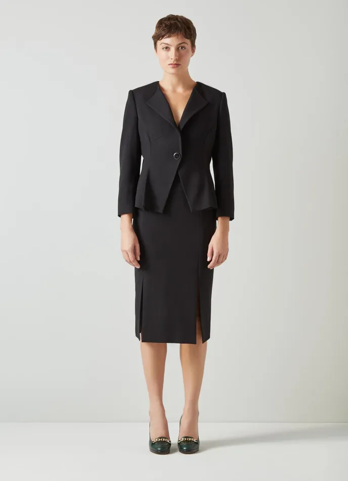 LK Bennett Sky Black Lenzing Ecovero Viscose Blend Crepe Jacket Women Coats and Jackets
